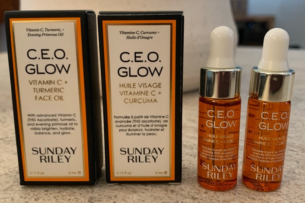 2x Sunday Riley CEO Glow Vitamin C Turmeric Face Oil .17oz/5ml NEW IN BOX