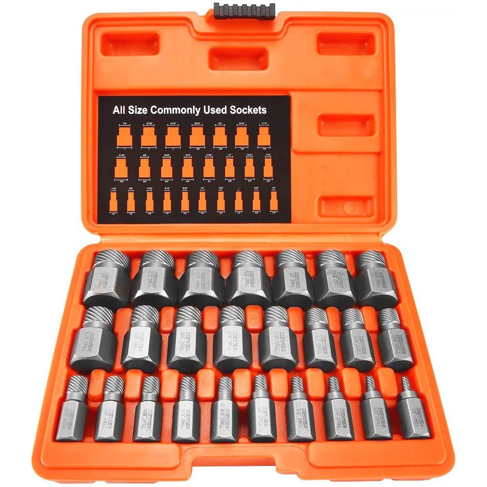 25Pcs Hex Head Multi-Spline Screw Extractor Set for Easy Bolt Removal