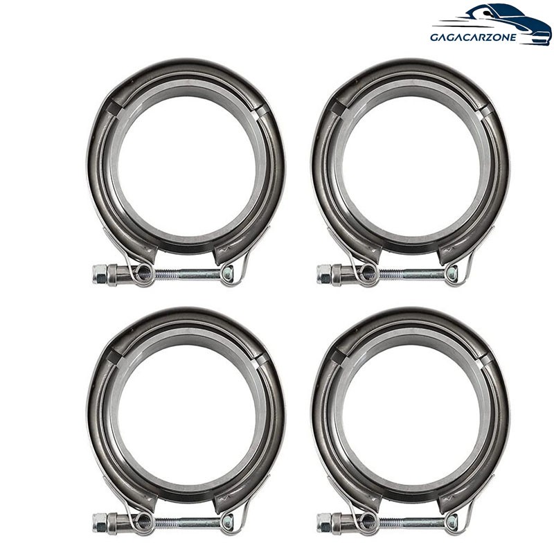 4PCS 3 Inch V Band Clamp Kit Male Female Flange Polished Steel Turbo Exhaust 3