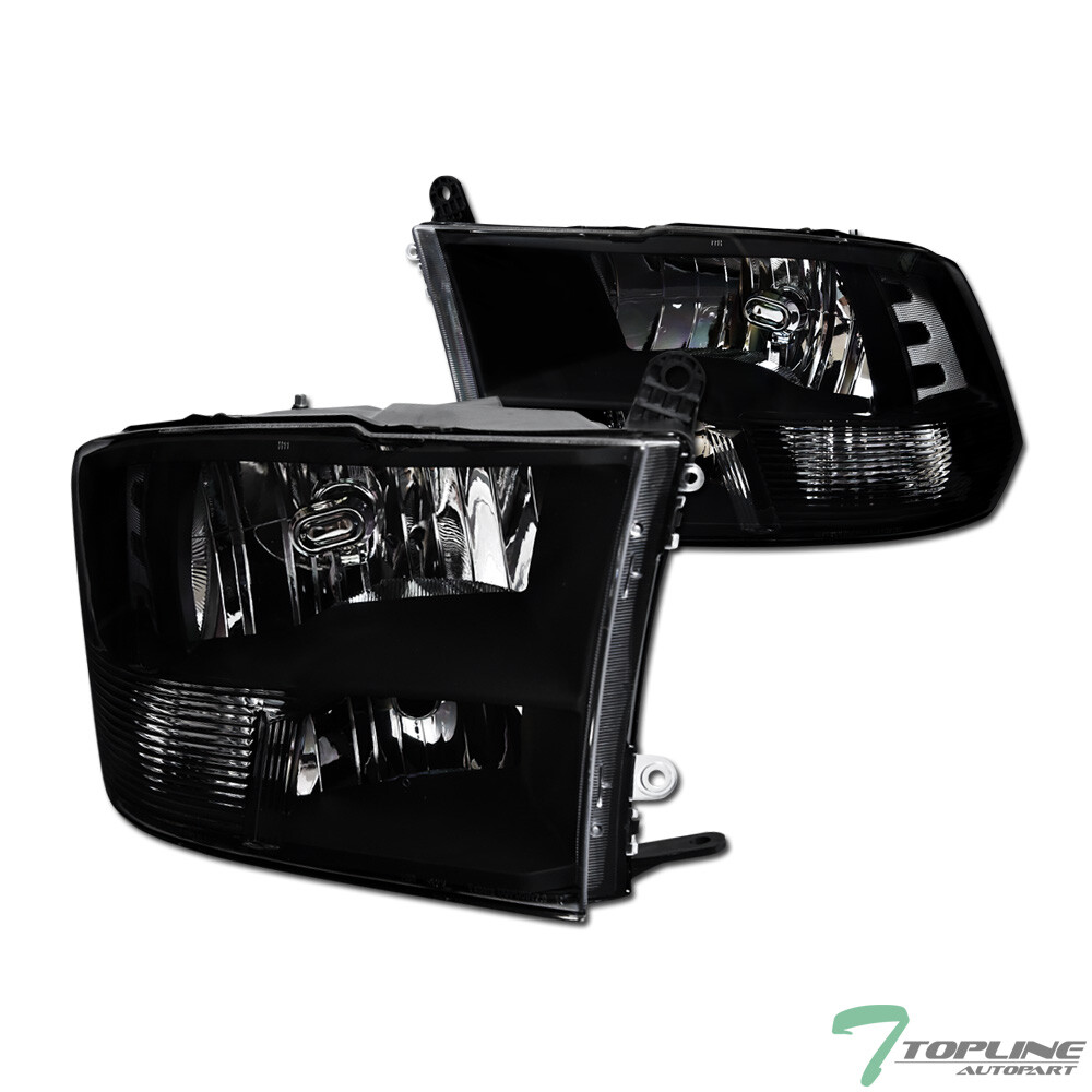 Topline For 2009-2018 Dodge Ram Quad Lamps Blk Housing Headlights Signal Pair Nb