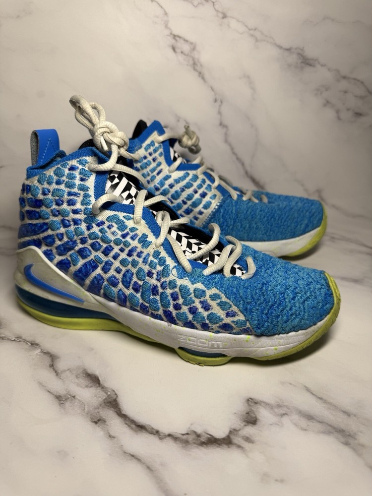 Nike LeBron 17 Sprite GS Boys Size 5.5Y Knitposite Blue Athletic Shoes Sneakers