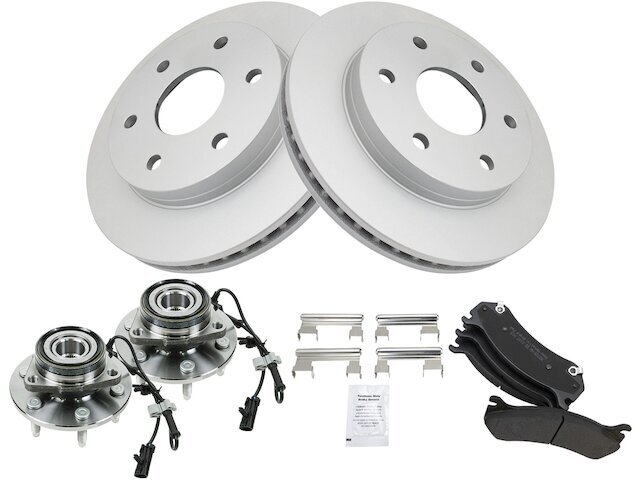 TRQ Front Brake Pad Rotor and Wheel Hub Kit for 2000-2006 GMC Yukon 32RCVM