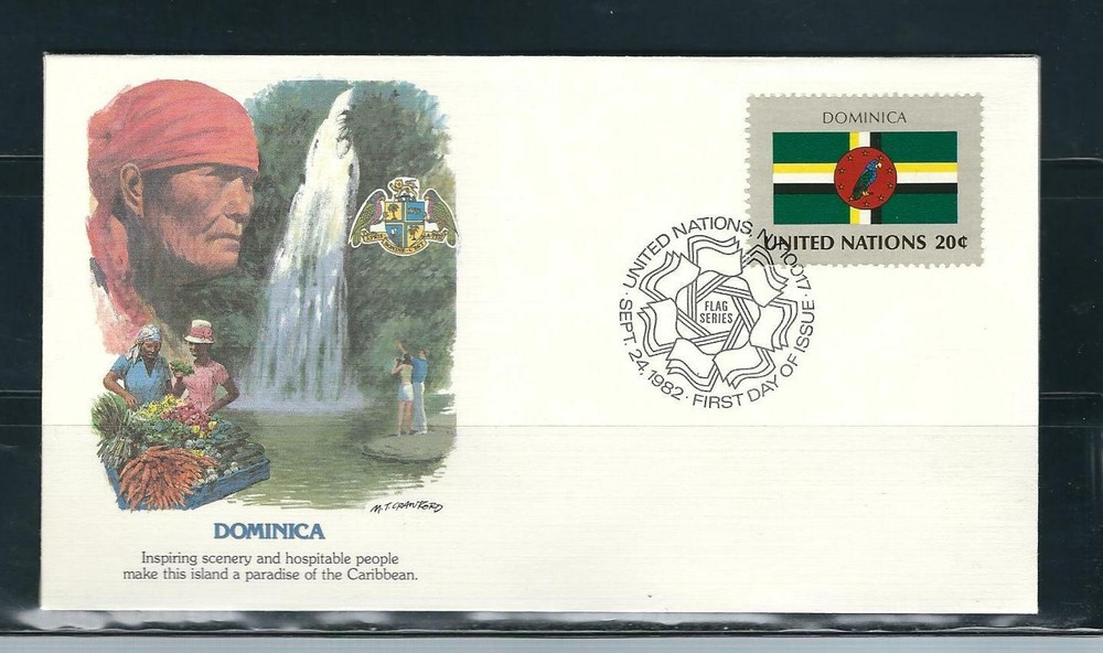 United nations 1982 Flag Series SC # 380 Dominica FDC .Fleetwood Cachet