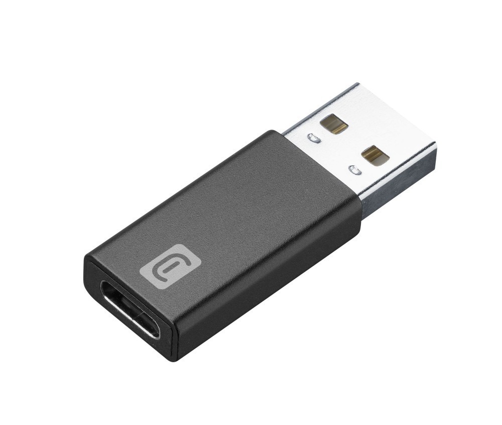 Cellularline USB to USB-C Adapter for Fast Charging and Data Transfer in Black