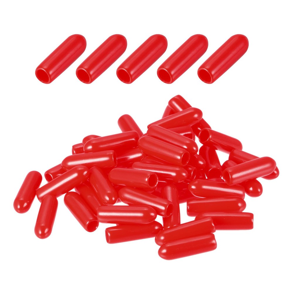 80-Pack 3.5mm ID Red Flexible Screw Thread Rubber Bolt End Caps  