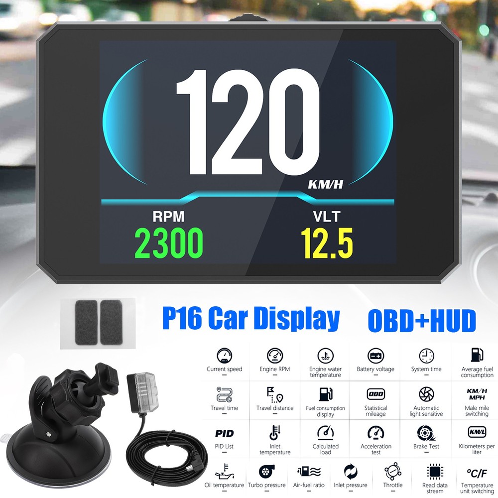 OBD2 Car HUD Speedometer Digital Head Up Display Odometer MPH Overspeed Warning