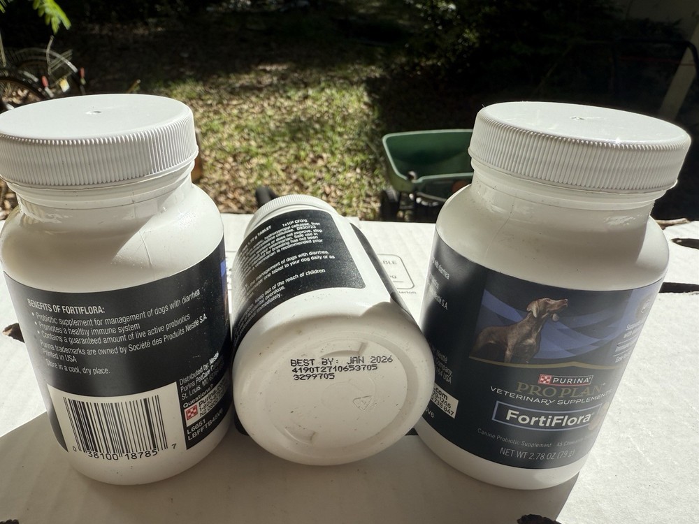 3 Bottles Purina Pro Plan FortiFlora - 135 Total Tabs Dog Supplement - FREE SHIP