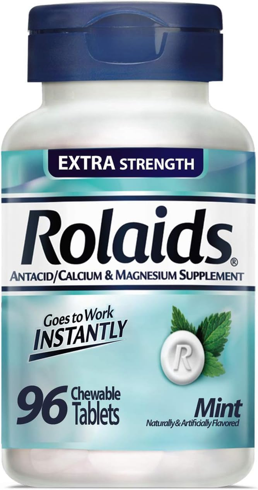 Rolaids Extra Strength Antacid, 96 Chewable Tablets, Mint Flavor, Extra Strength
