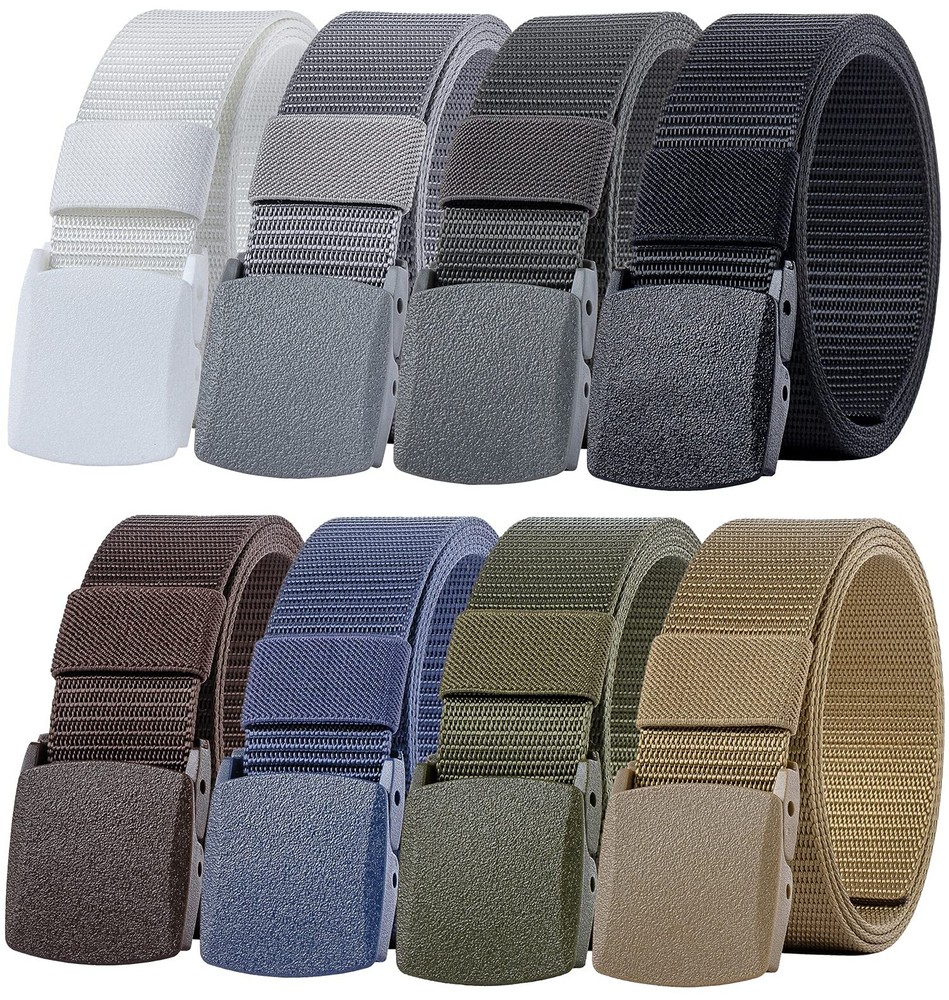 Plus Size 8-Pack Tactical Nylon Belt for Big Men Women 59-Inch Length