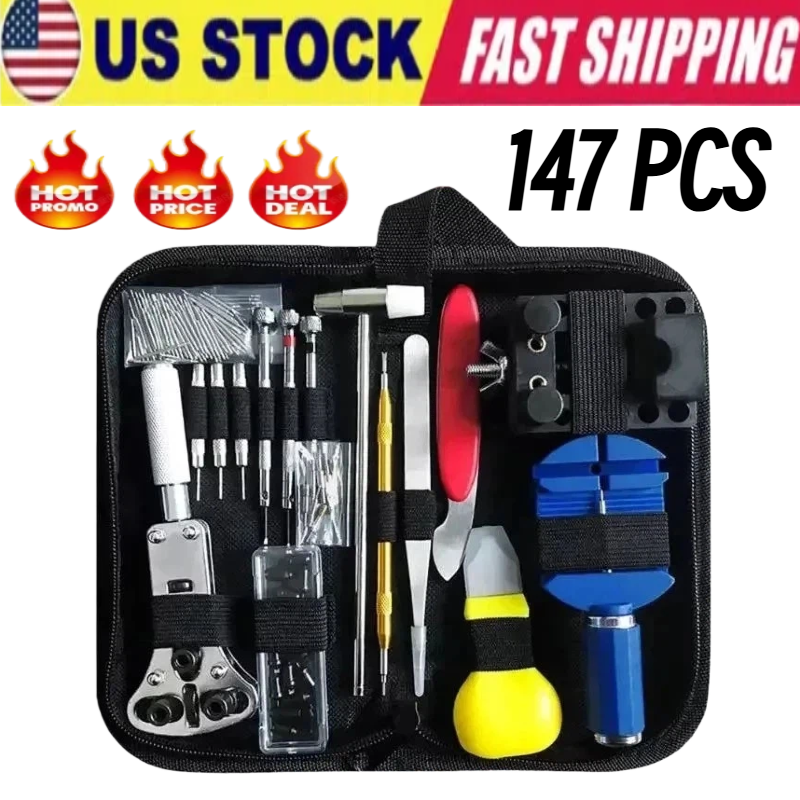 Watch Repair Kit 147 PCS Watch Battery Replacement Tool Kit Watch Remover Tool