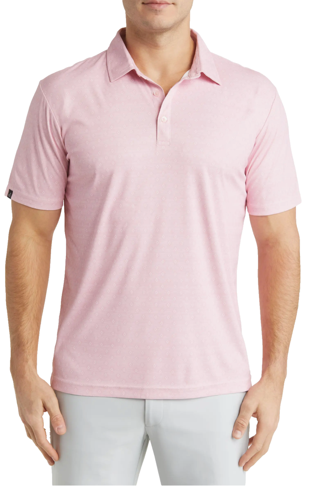 Swannies Golf Eddie-B Polo Southwestern Diamond Tech Stretch PGA Pink