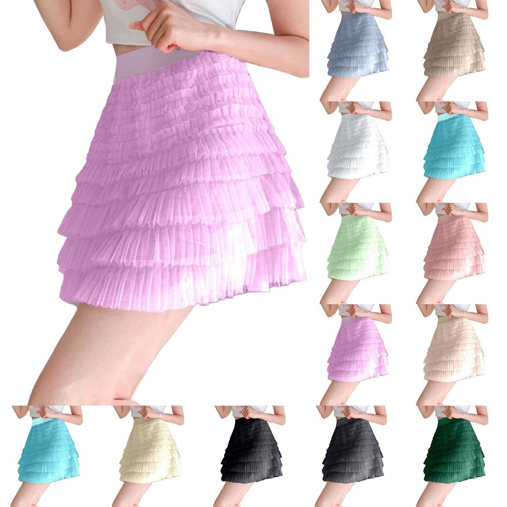 Women’s Summer Mesh Elastic Waist High-Waist Slimming Cake Skirt