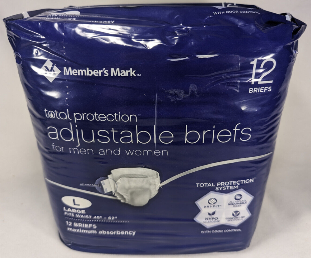 Members Mark Adjustable Total Protection Briefs for Men & Women - Pack of 12 Large-image