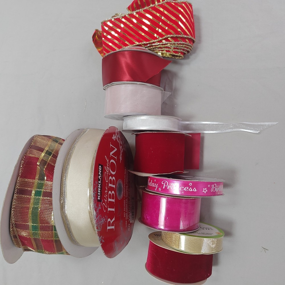 Assorted Mixed Lot 12 Ribbon Partial And New Rolls Modern Some Wired
