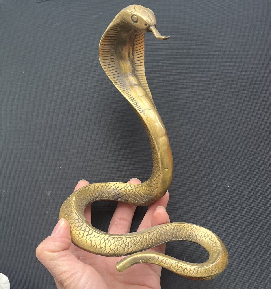 Brass Snake Figurine Feng Shui Statue Office Home Table Decor