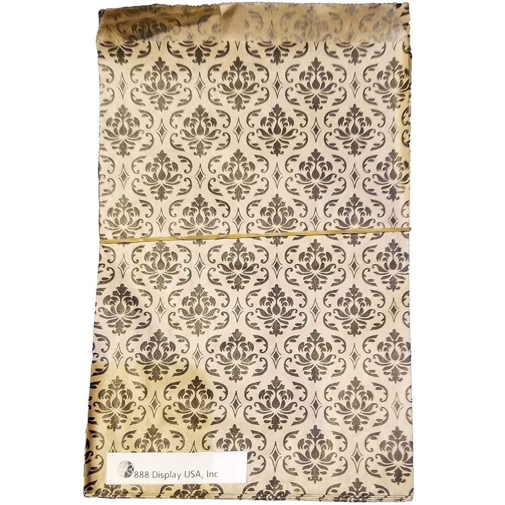, 200 pcs Damask Paper Gift Bags Shopping Sales Tote Bags Brown with Black Da...