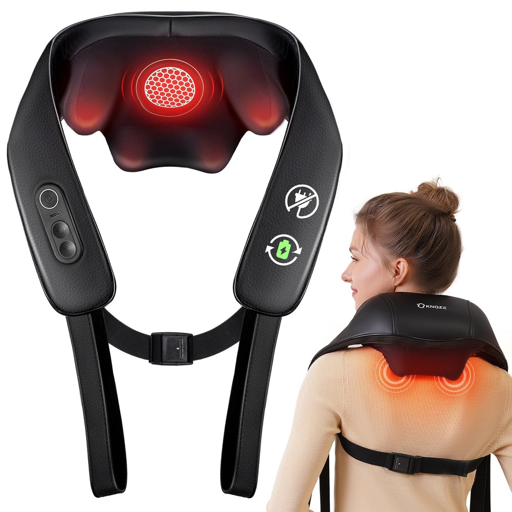 Cordless Neck and Shoulder Massager with Heat for Pain Relief FSA HSA Eligible