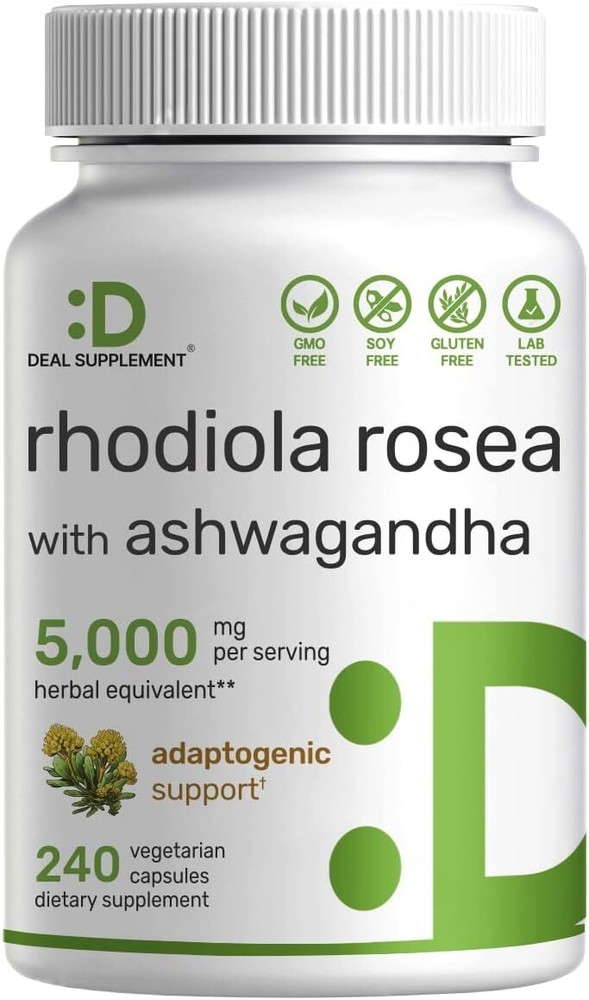 DEAL SUPPLEMENT Rhodiola Rosea with Ashwagandha 5,000mg Per Serving, 240...