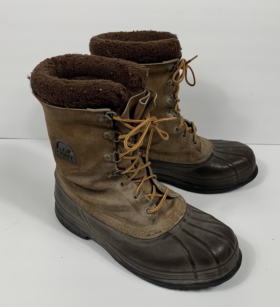 Sorel Mens Felt Lined Tan Leather Duck Hunting Snow Boots Size ? Read