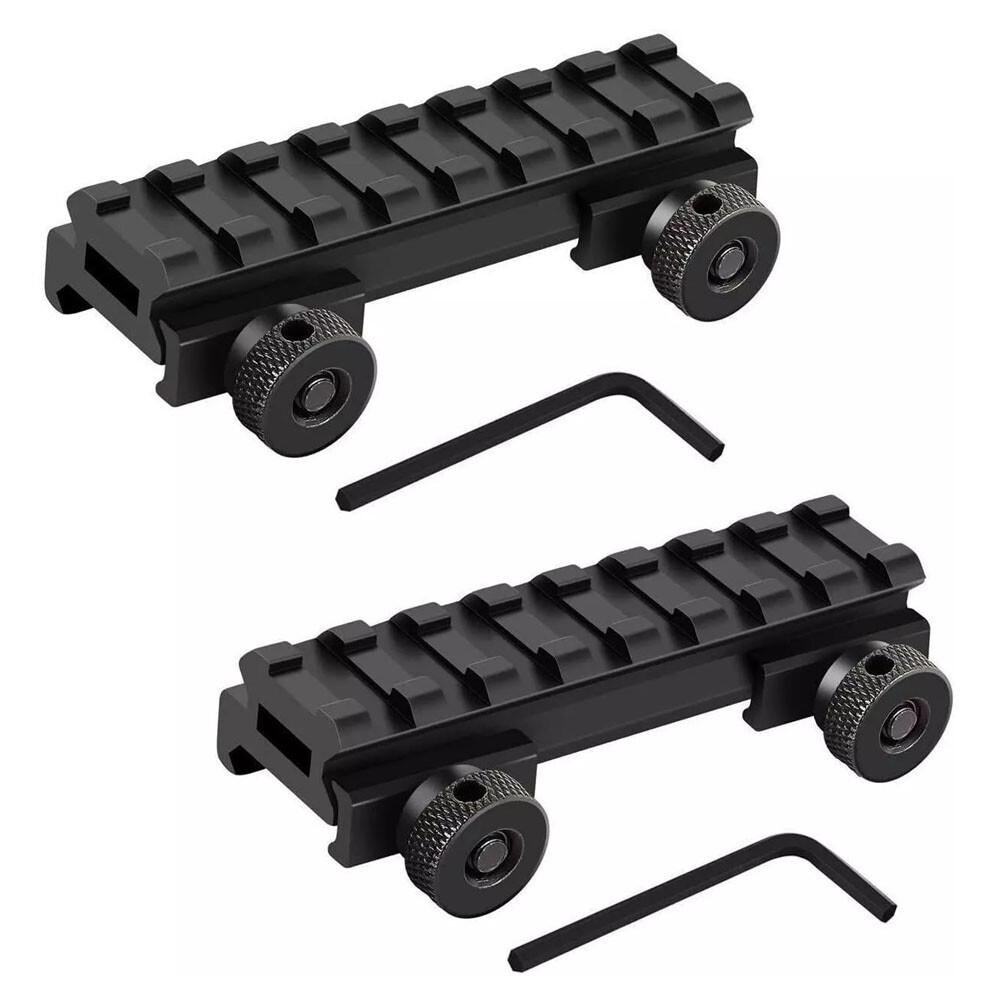 2Pcs Low Profile Picatinny Rail Riser Mount with See-Through Hole for Scopes & Red Dot Sights