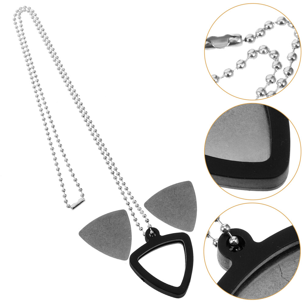 1 Set of Silicone Guitar Pick Holder Necklace Stainless Steel Guitar Picks