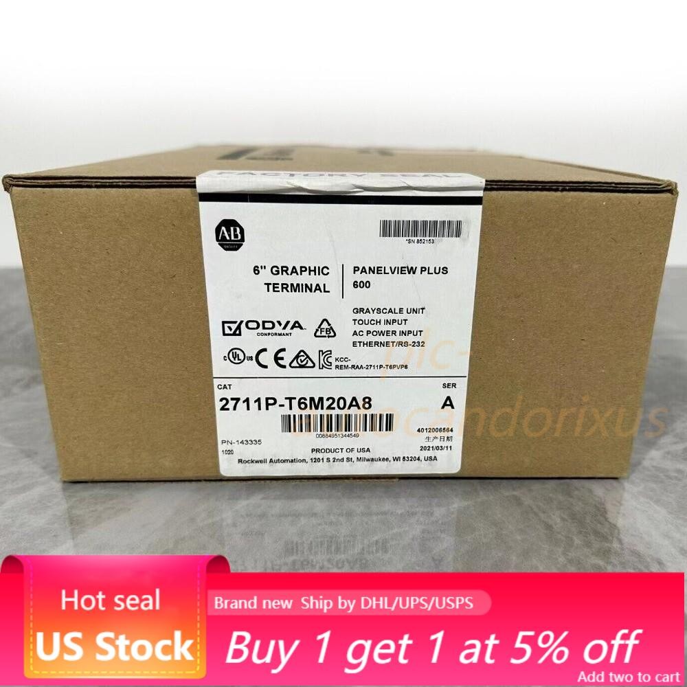 New 2711P-T6M20A8 PanelView Plus 6 6 Grayscale Touch AC US Free Tax