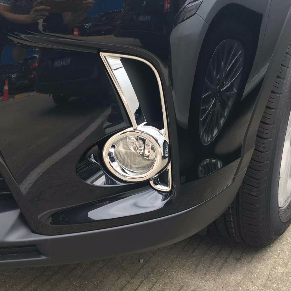 Chrome Front Fog Lamp Light Cover For Toyota Highlander Post-facelift 2018 2019