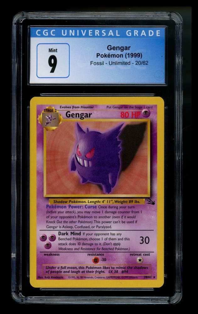 CGC 9 Gengar Fossil 1999 Non-Holo Rare WOTC Pokémon Card TCG
