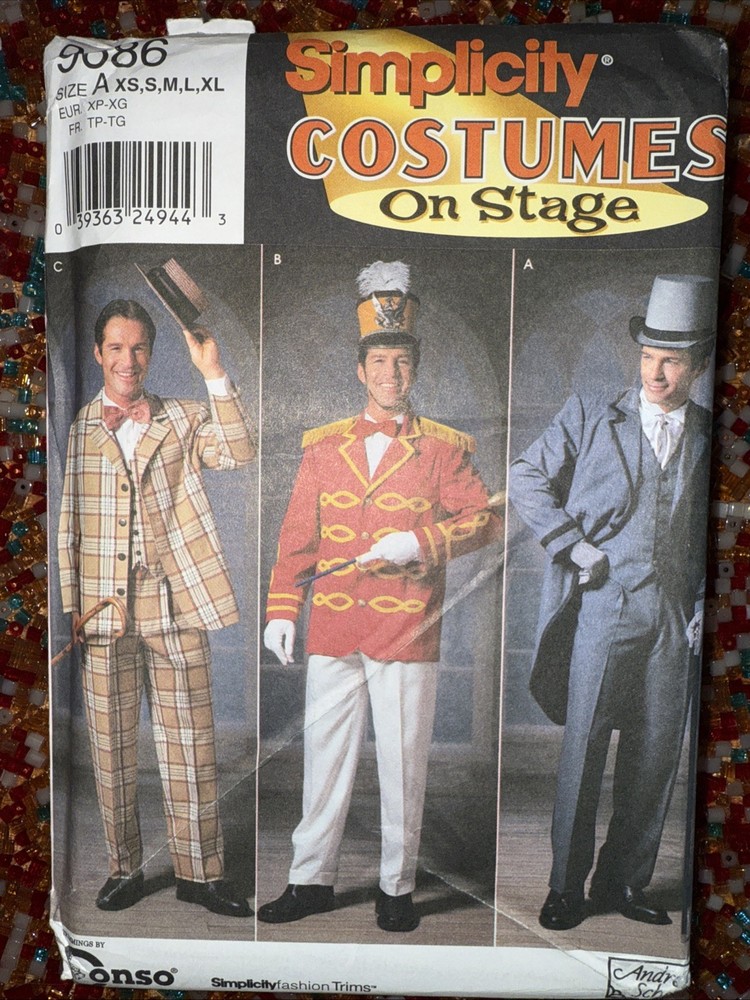 Simplicity #9686 ~ Pattern Band Suit Hat Pants Coat ~ Men's XS-XL ~ FF UC