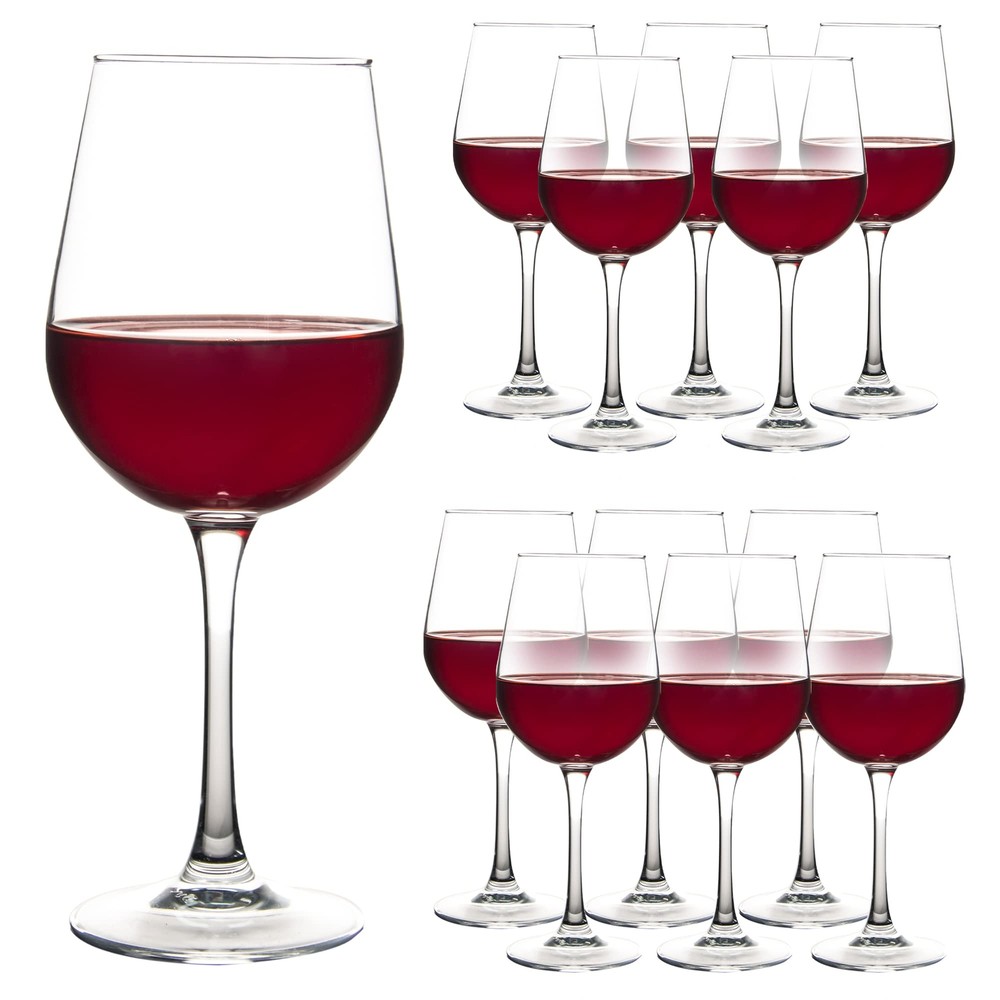 YARYOUNG 12-Piece 12 oz Tempered Wine Glass Set Classic Durable Design