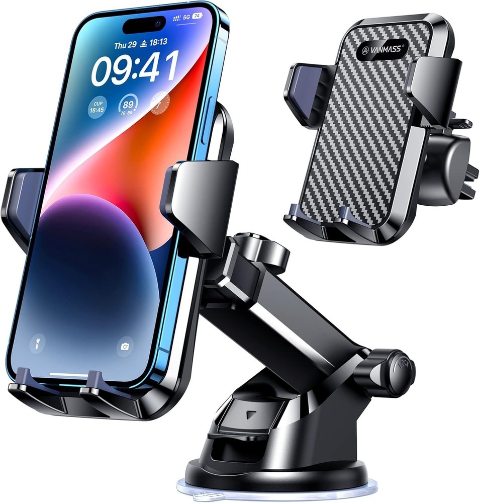 VANMASS Car Phone Holder, [Thick Case & Big Phones Friendly] Air Vent + Suction