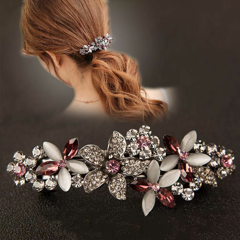 Flower Hair Clips Rhinestone Hair Clips Ponytail Hair Clips Large Spring Cli