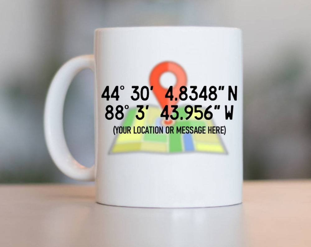 Custom GPS Coordinates Mug Personalized with Favorite Places