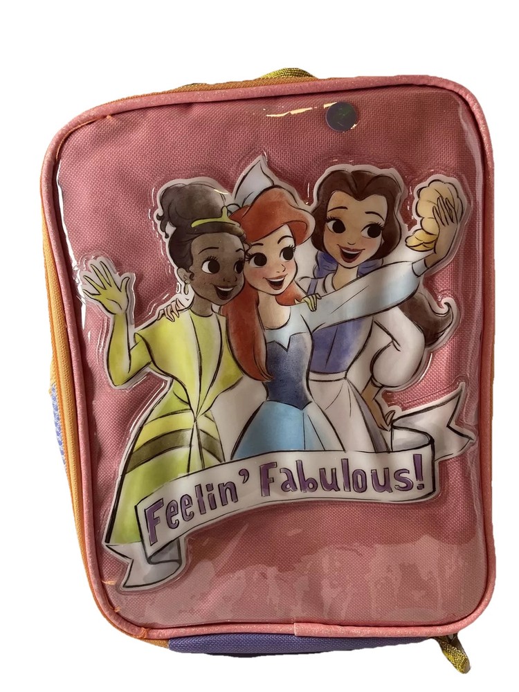Disney Princess Feelin Fabulous Reusable School Lunch Bag Box, Ariel Tiana Belle