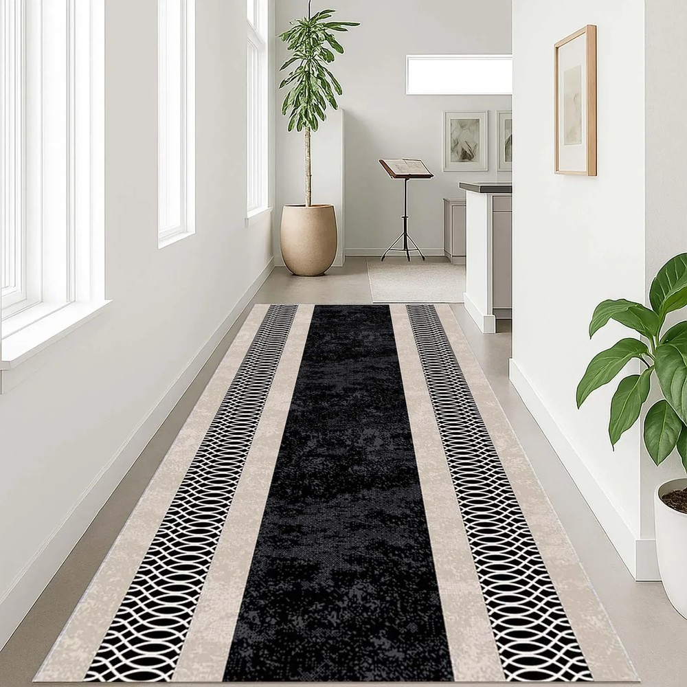 Modern Runner Rug, Hallway Carpet, Long Hall Runner, Geometric Rug, Minimal Entr