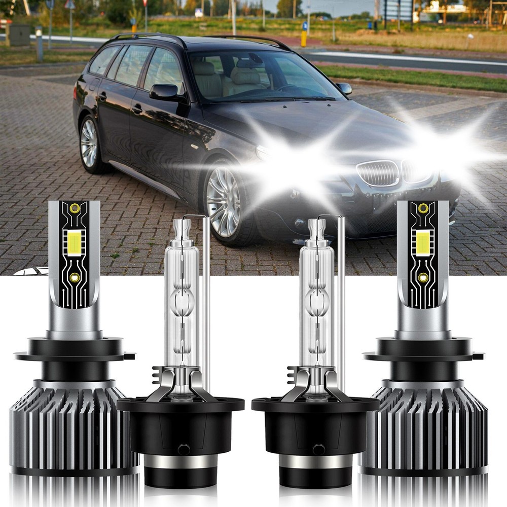 H7+D2S Combo LED HID Headlight High Low Beam Bulb Kit For BMW 545i 2004-2006