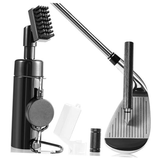 Pro Golf Club Cleaner Brush with Groove Sharpener for Black Clubs