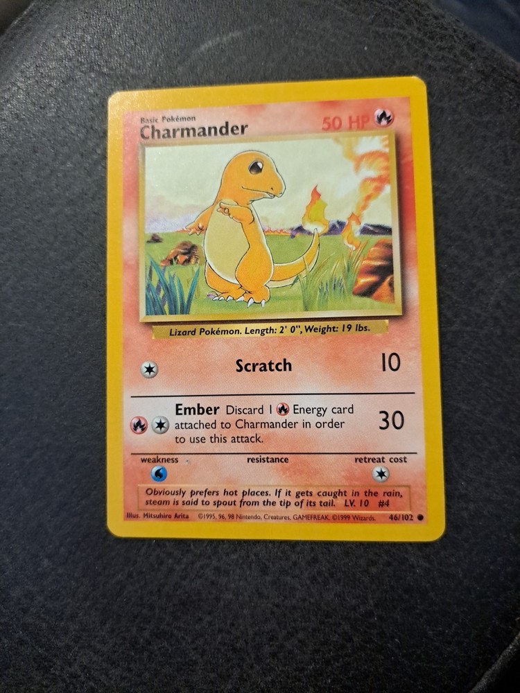 Super Rare Charmander Pokemon Card 1995 46/102 Scratch