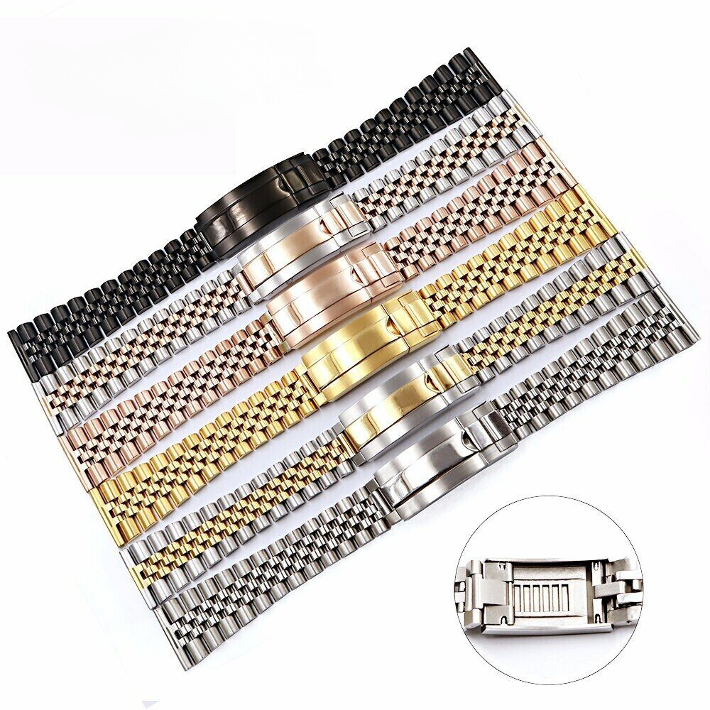 20 22mm Steel Glide Lock Clasp Watch Band Bracelet For Rolex Tudor Seiko