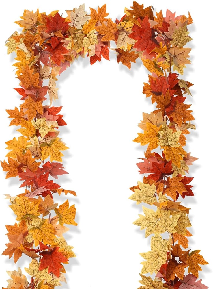 2pc Red & Yellow Fall Leaf Garland Set  