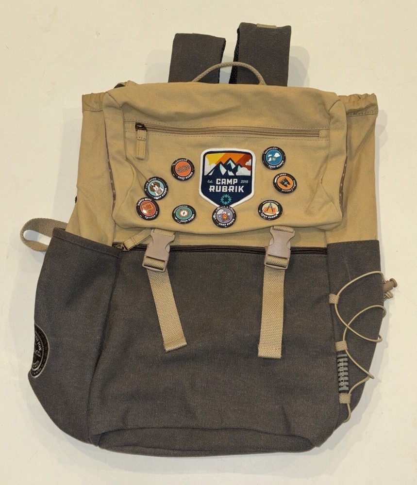 Leeds Field & Co Brown Gray Backpack Laptop/Book Bag Vintage Cotton Venture NEW