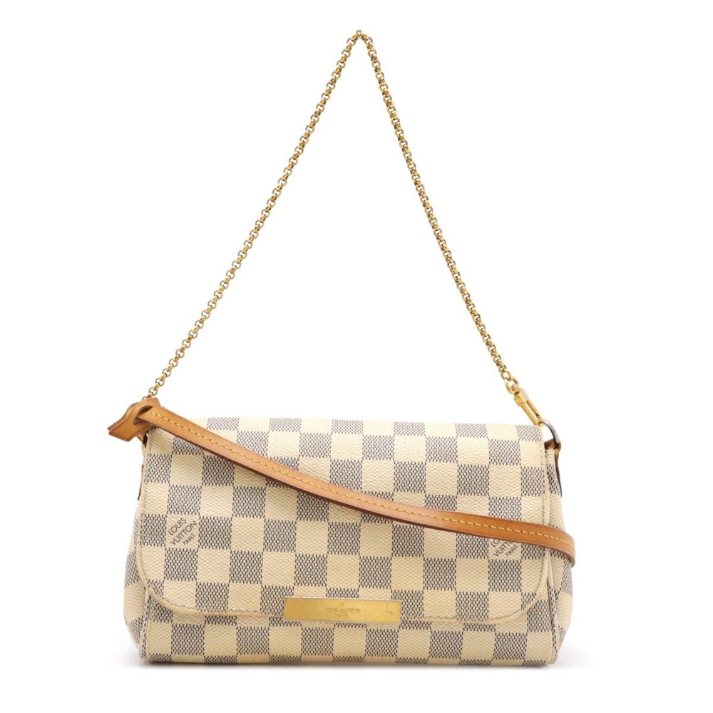 Auth LOUIS VUITTON N41277 Damier Azur Favorite PM Shoulder Bag 2way LV F/S