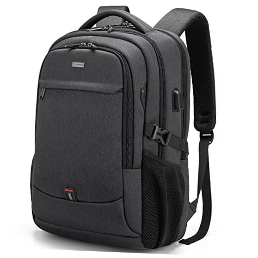 17-Inch Water-Resistant Black Laptop Backpack for Travel & College