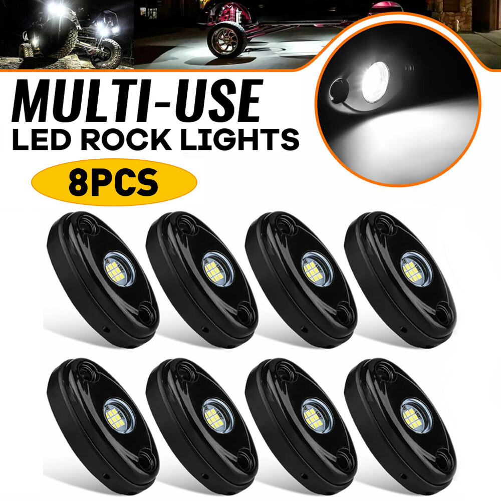 White 8Pods Rock LED CSP Underbody Light JEEP for Truck ATV UTV Boat Motorcycle