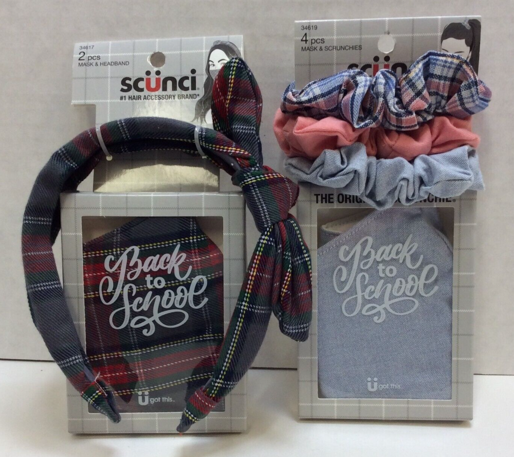 Scunci Back To School  Matching Schrunchie, Mask & Headband Sets Free Shipping-image