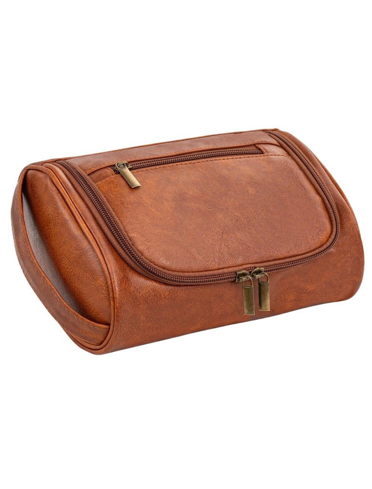 Mens Toiletry Bag, Compact Dopp Kit for Men Travel, PU Leather Shaving Kit, W...