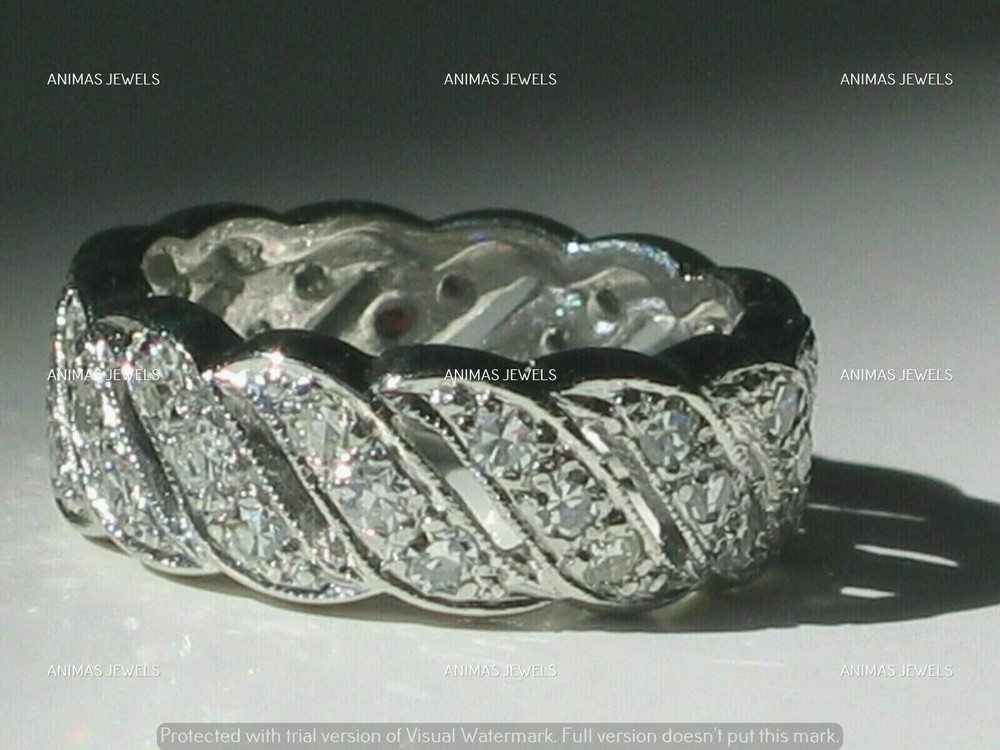 1/2 CT Art Deco Moissanite Eternity Wedding Band in Sterling Silver