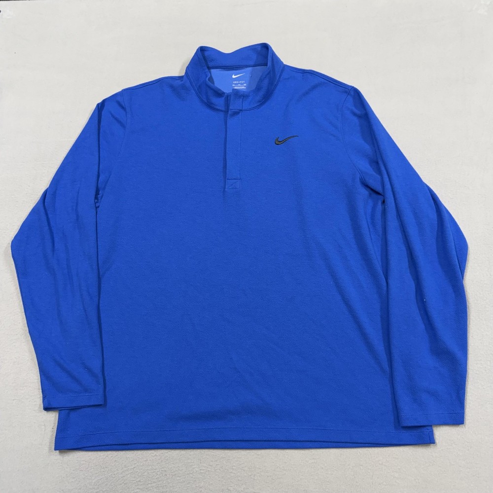 Nike Pullover Mens 2XL Blue Dri-FIT 1/4 Zip Long Sleeve Training Top Athletic