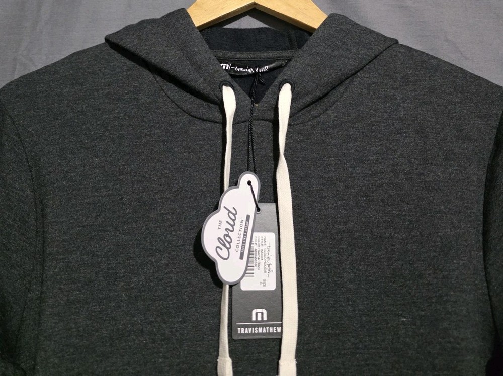 Travis Mathew Hoodie Mens S Cloud Collection Heather Black Fleece Lined NEW