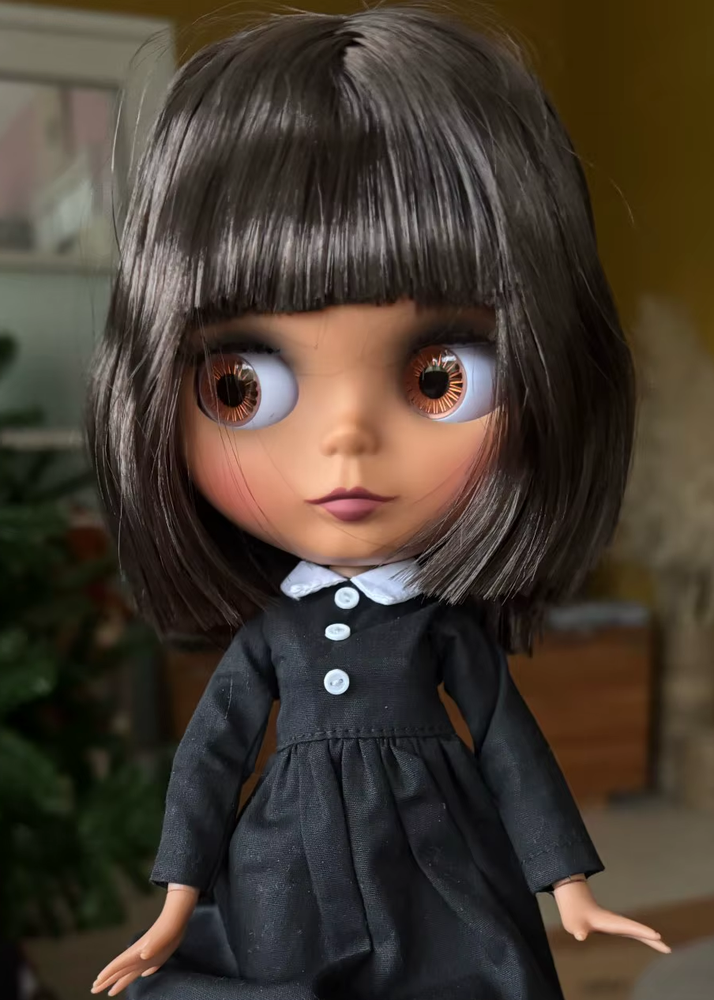 Blythe Doll with Brown Hair Matte Face Medium Skin BJD 4 Color Eyes Collectible Toy  